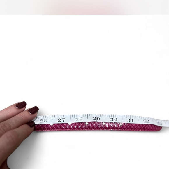 Vintage Pink Snake Print Leather Belt Gold-tone Hardware Woman's Medium* - Picture 4 of 4